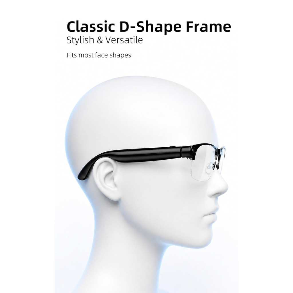 Smart Camera Glasses, 8MP HD Video, 1080P/30FPS, Open-Ear Audio, Bluetooth Wearable