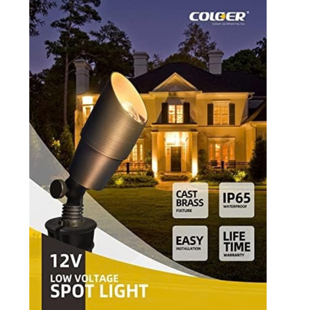 Solid Brass Landscape Spotlights 6 Pack with 5W MR16 (101B Bronze)