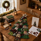 AUOBAG DIY Patchwork Christmas Tree Wall Hanging Kit, US Patriotic (Classic Green-Red)