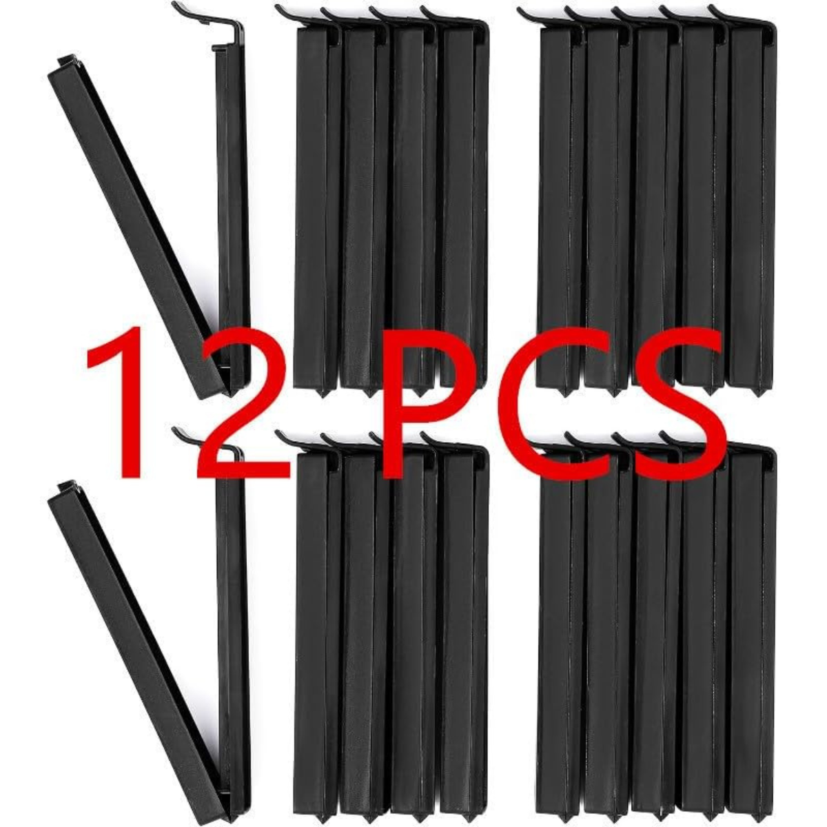 12 Pcs Black Plastic Bag Clips, 4.33 Inches Long. Durable Food Sealing Clips Keep Snacks Fresh, Great for Home and Kitchen Storage.
