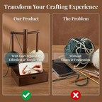 Wooden Yarn Holder with Magnetic Rotating Spinner, 2 Spindles & Storage Box
