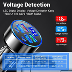 6-in-1 Multi-Port USB C Car Charger with LED Voltmeter