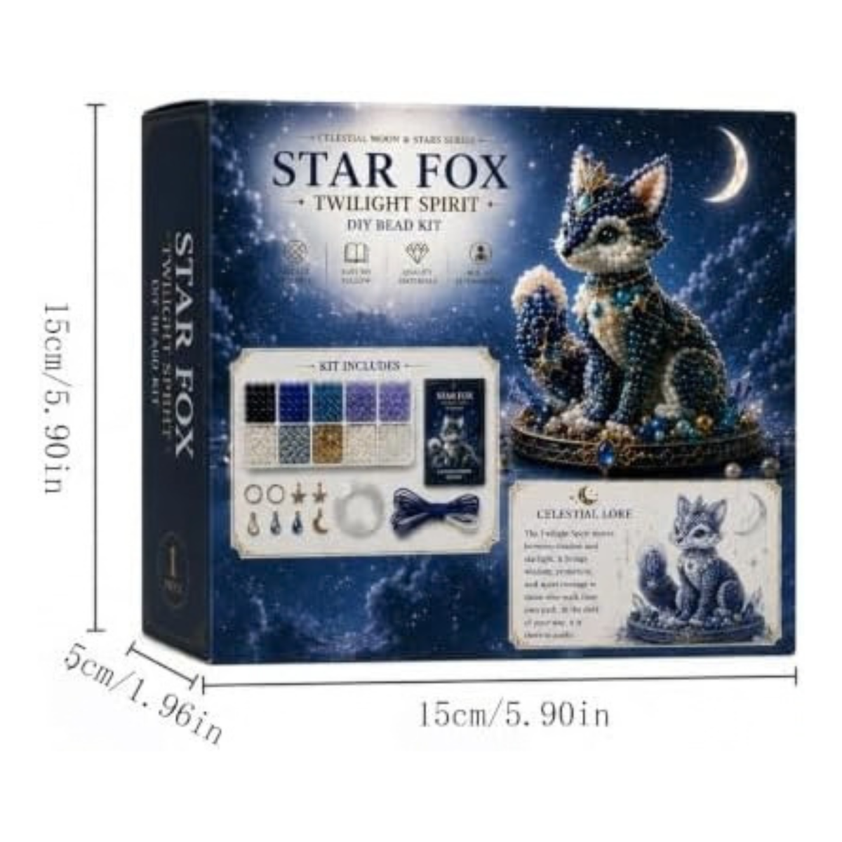 3D Beaded Animal Kit, Bead Embroidery Kit, All-in-One Bead Animal Making Kit, Premium Beading Kits & Bead Kit for Adults, Manual Craft Set for Detailed 3D Tiny Animals (Royal Fox)