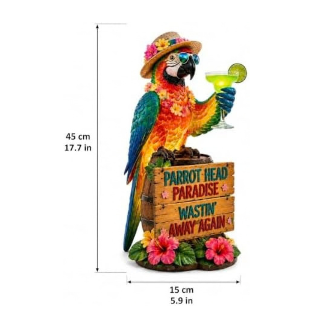 Resin Solar Parrot Garden Light Ground Stake, Waterproof Outdoor Solar Stake Light Tropical Yard Decor for Patio, Lawn, Pathway Flower Bed, Unique Gift for Gardeners (Cheer Summer)