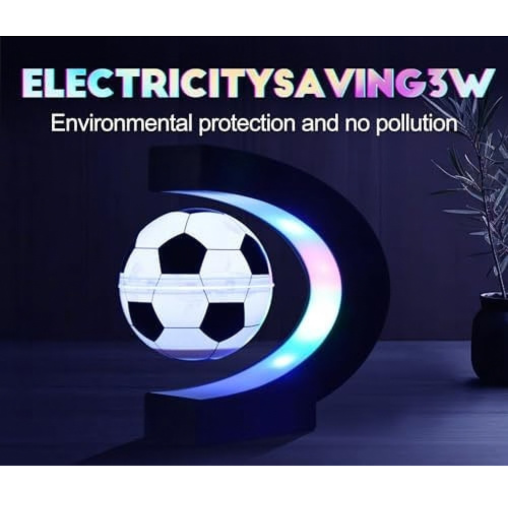Magnetic Levitation Soccer Ball, Levitating Ball with C Shaped Shelf, Levitating Display Soccer with LED Lights for Men's Gift, Cool Decor (US Plug)