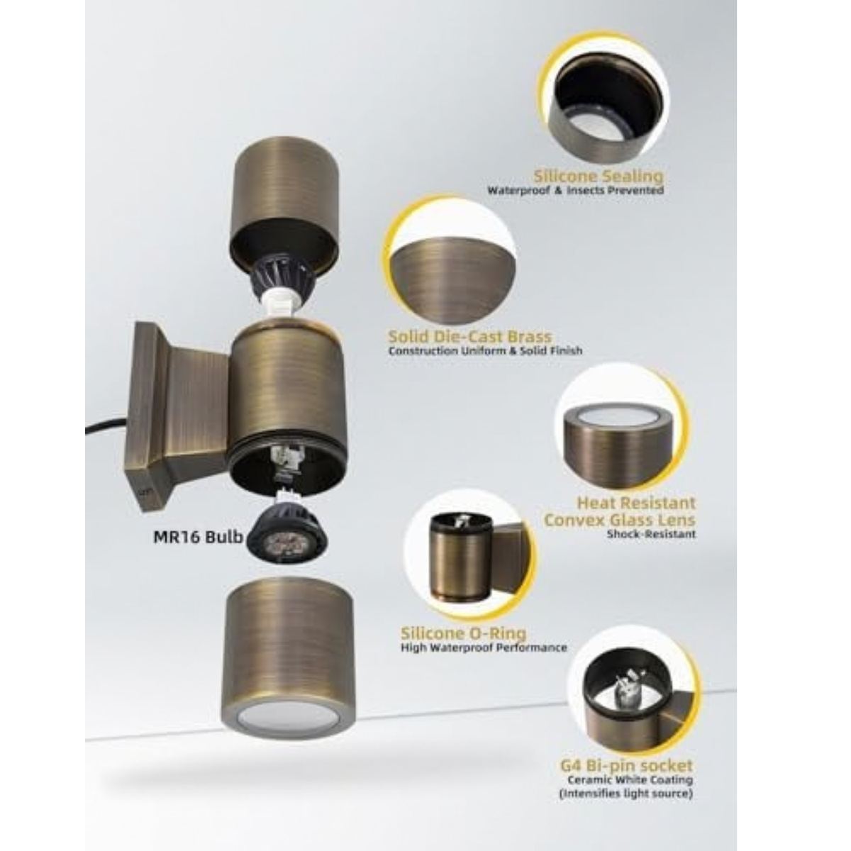 Solid Brass Outdoor Cylinder Wall Lights Bronze Finish 1 Pack