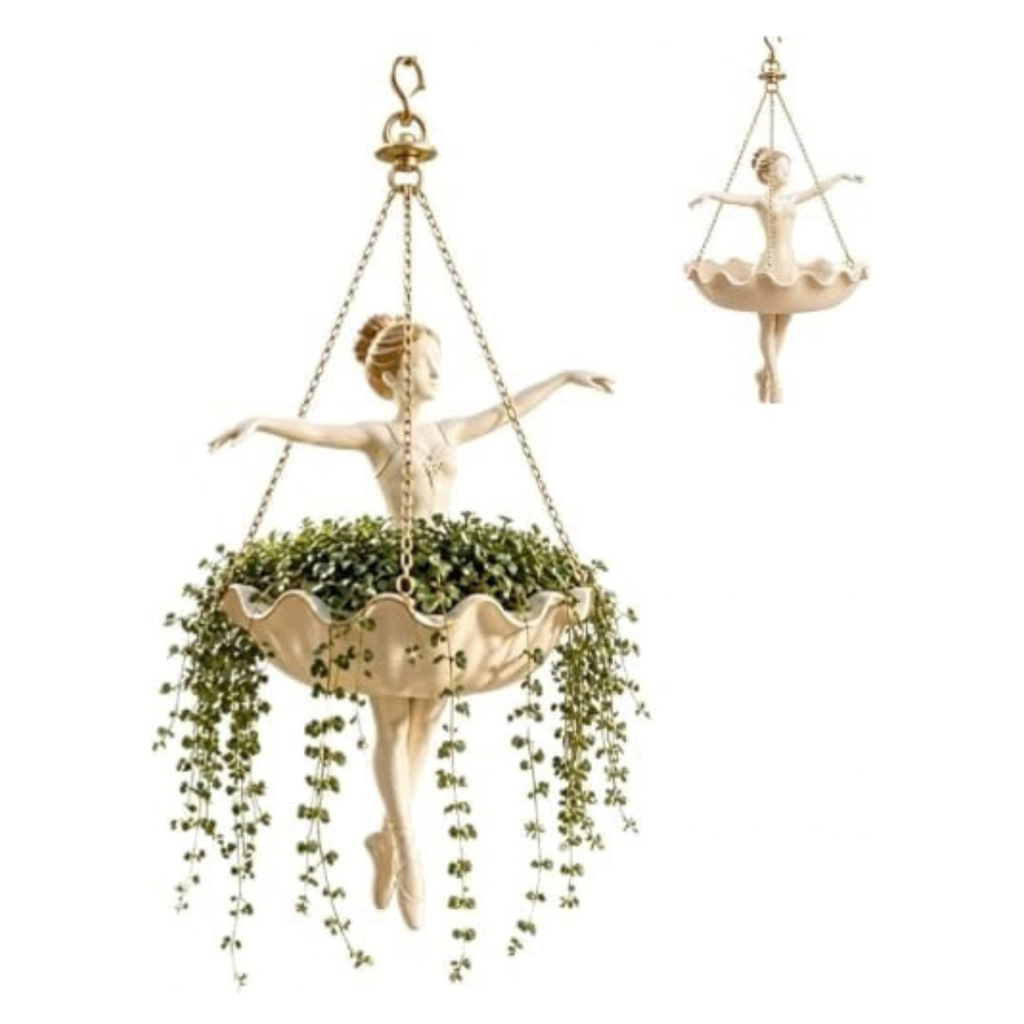 Ballet Dancer Hanging Planter, Hanging Planters for Indoor Plants, Plant Hangers Outdoor Decor, Ballerina Plant Holder and Hanging Flower Pot, Dance Teacher Gift Spider Plant Holder