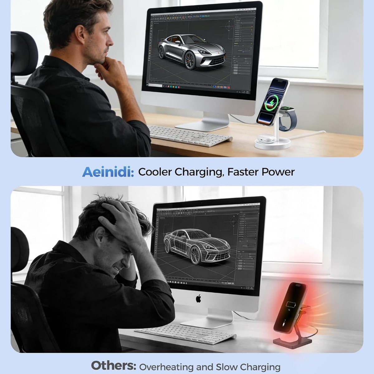 3 in 1 Fast Wireless Charging Station for Apple MagSafe Charger