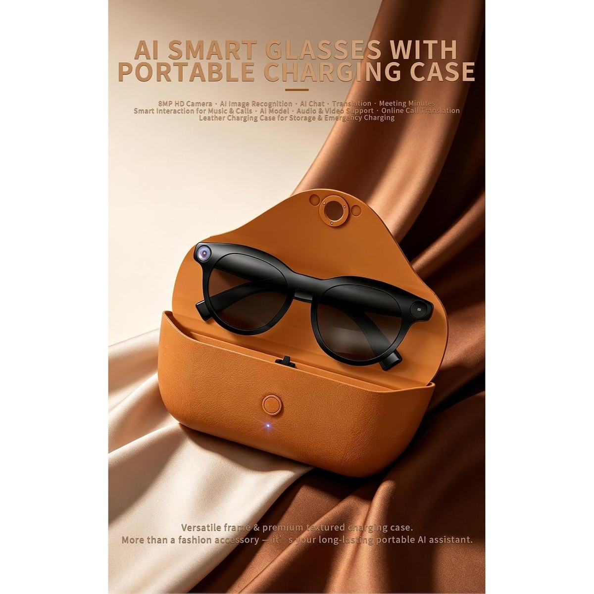 Smart Camera Glasses with 8MP HD Video, Bluetooth Audio & Translation