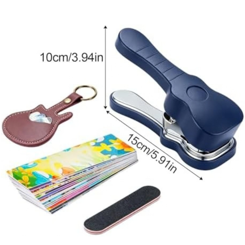 Fashion Guitar Pick Punch Kit, DIY Custom Plectrum Maker Tool with Leather Keychain Holder, File & Pick Strips, Unique Guitar Gifts for Musicians, Men & Women