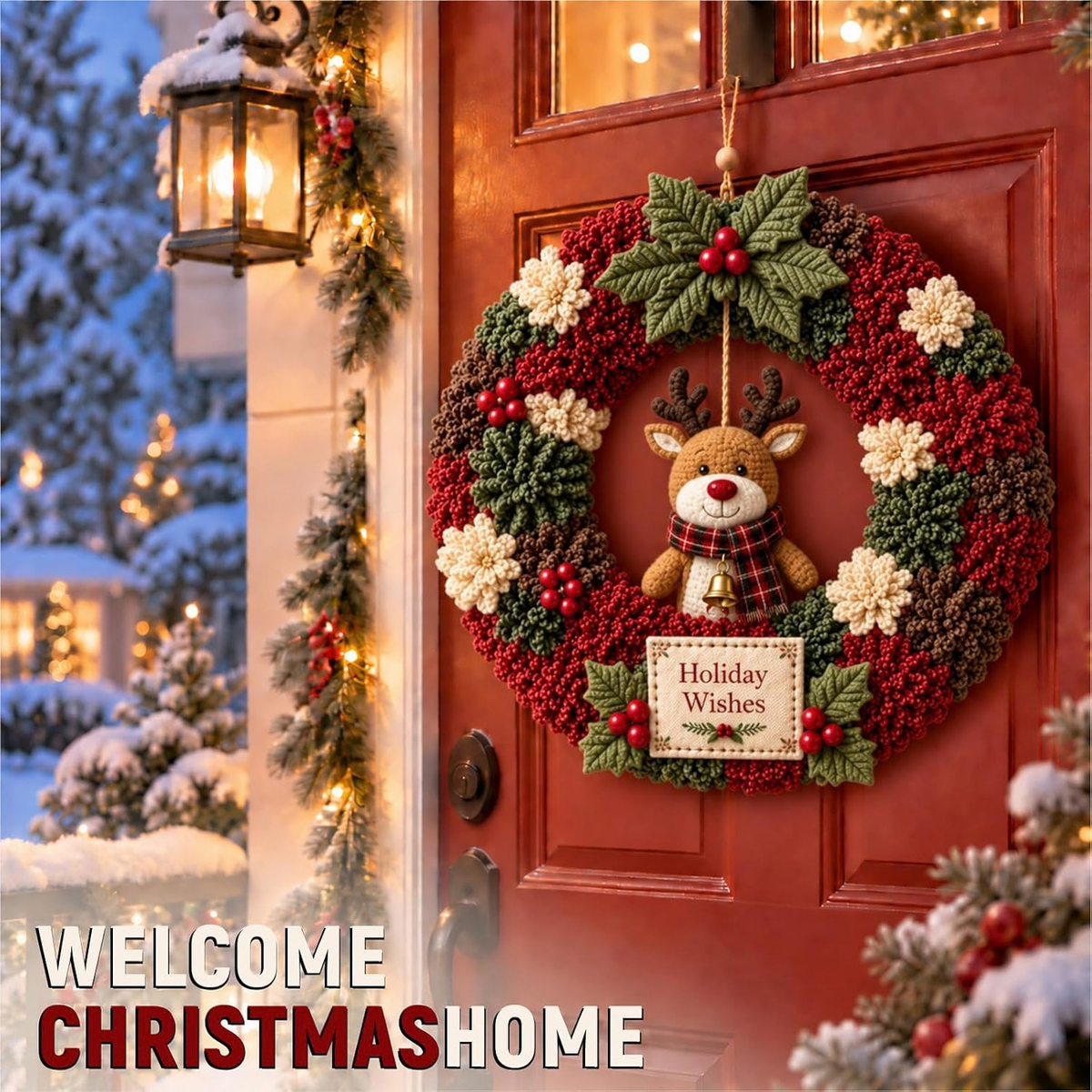 3D Christmas Wreath DIY Fabric Poke Art Kit for Handmade Holiday Home Decor