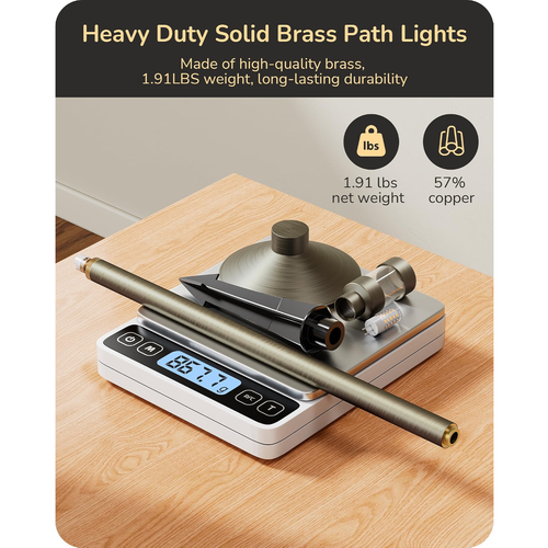 6 Pack Solid Brass Tall Low Voltage Pathway Lights & 6 Pack Outdoor Landscape Spotlights