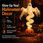Swirling Ghost Pumpkin Yard Lamp, LED Halloween Ghost Glow Pumpkin Decor