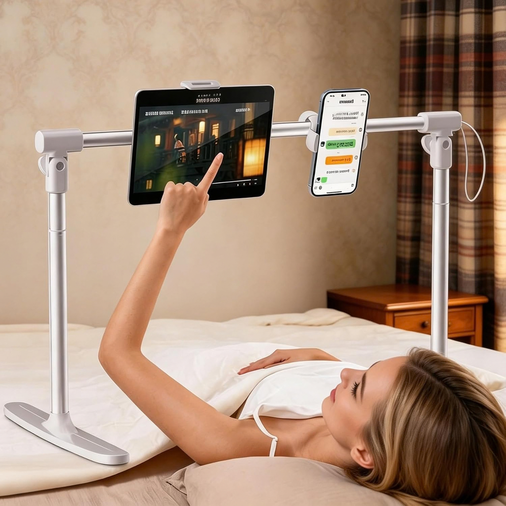 Tablet Stand Holder for Bed, Adjustable Foldable 360° Rotation, Universal Phone & Tablet Stand
