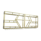 Metal Wine Storage Rack Wall Mounted with Glass Holder & Bottle