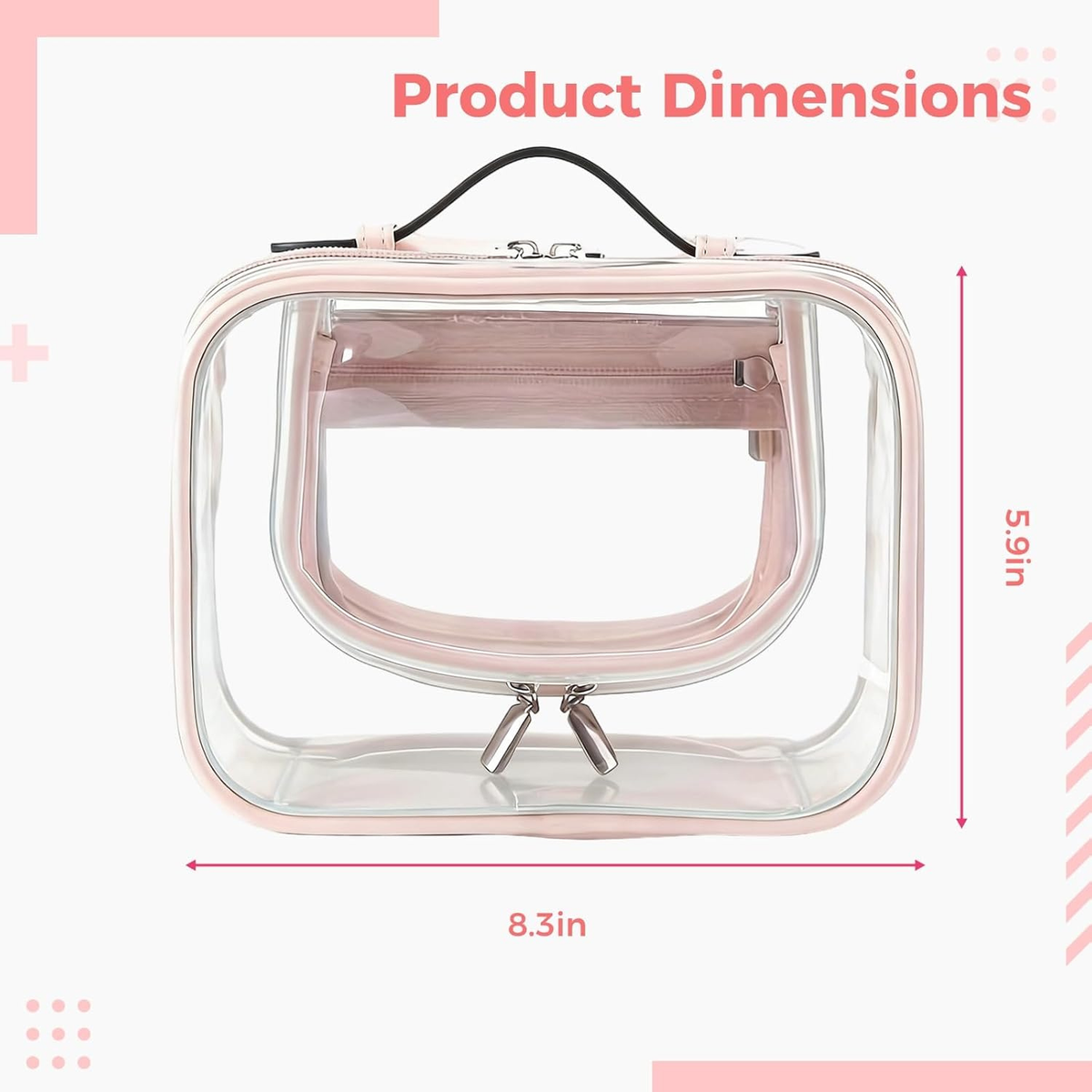 2 Pcs TSA Approved Clear Makeup Bag Waterproof Travel Toiletry Bag for Women