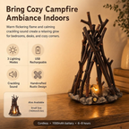 Dimmable Wooden Campfire Led Night Light, Handcrafted Forest Campfire Lamp