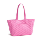 Vera Bradley Women's Disney Premium Cotton Small Hathaway Tote Bag – Quilted Reversible Shoulder Purse – Aurora Pink Bows