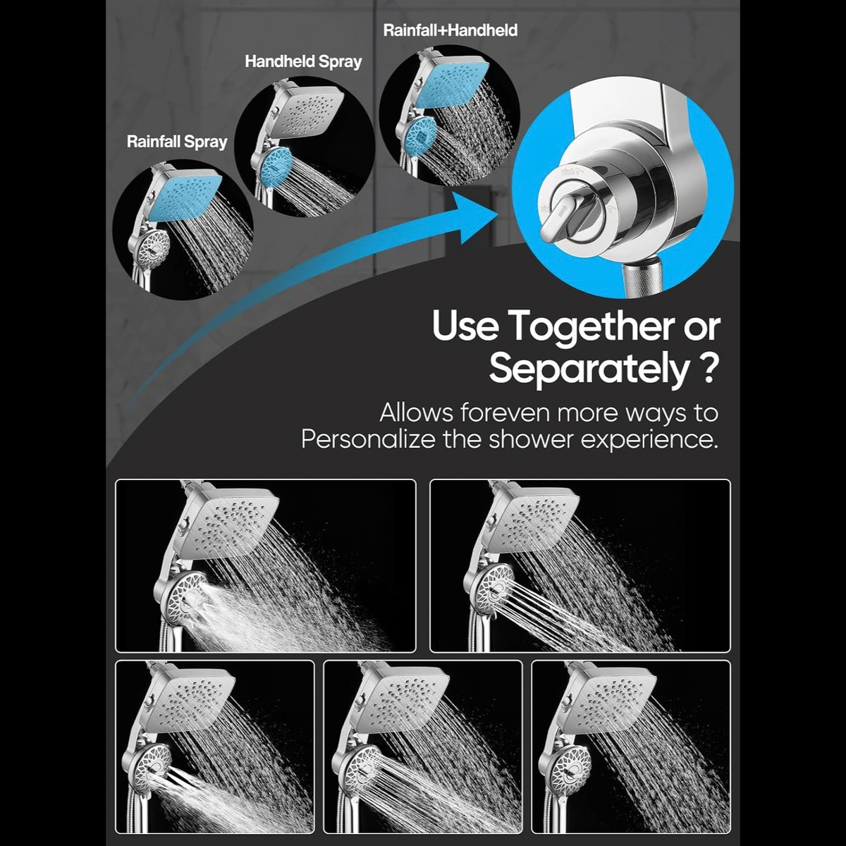 Dual Shower Head with Magnetic Handheld, Chrome
