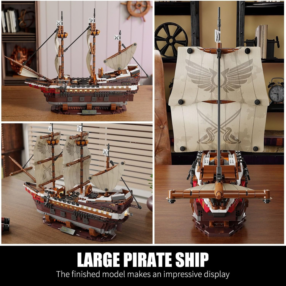 Pirate Ship Building Set with LED Lights, 2076 PCS Ship Model