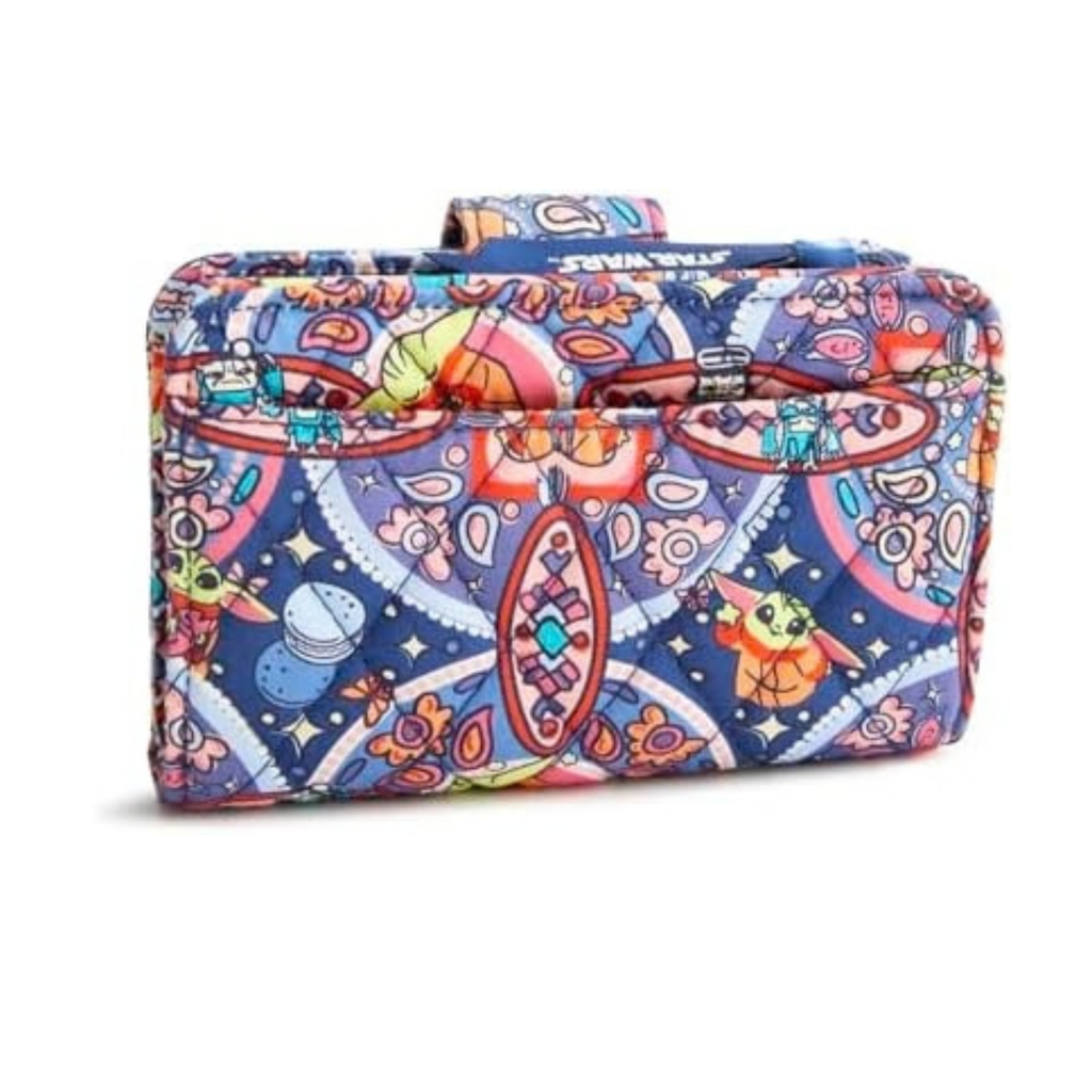Vera Bradley Women's Star Wars Premium Cotton Small Turnlock Wallet – Credit Card, Cash & Coin Holder – Grogu Medallion