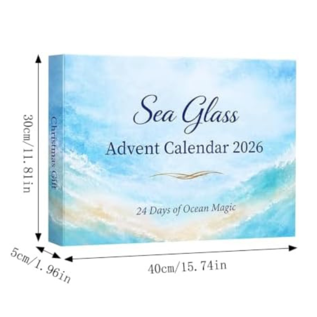 2026 Sea Glass Gnome Christmas Advent Calendar, 24 PCs 2D Flat Acrylic Gnome Christmas Tree Ornaments, Coastal Ocean Themed 24 Day Holiday Countdown Calendar, Beach Decor Gifts (Ocean Magic)
