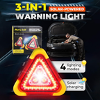 LED Emergency Triangle Warning Light, USB Rechargeable Solar Road Safety Triangle for Car Truck RV