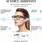 AI Smart Glasses Pink Transparent Frame 8MP Camera 1080P HD Video Recording