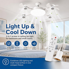 E27 Ceiling Fan Light, Silent LED Fan, Remote Control, 3 Speeds, Dimmable
