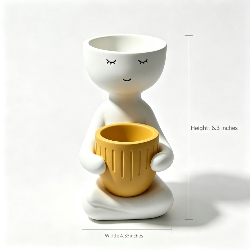 Cute Face Planter Pot, Succulent Planter and Pen Holder for Desk Decor
