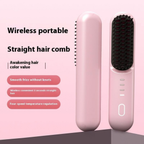 Cordless Hair Straightener Brush, 2 in 1 Curl & Straighten Styling Tool