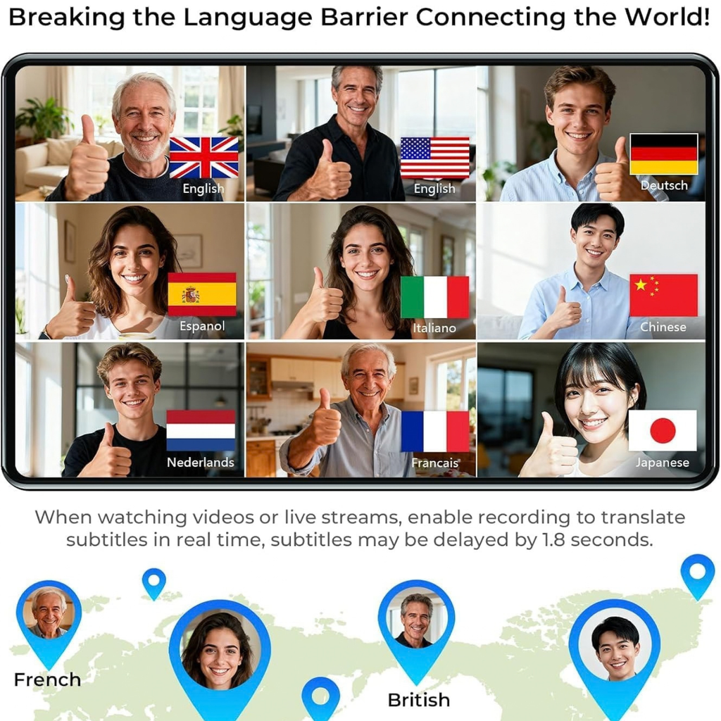 NE20 AI Translation Earbuds with Touch Screen, 135 Languages, Real-Time Translation