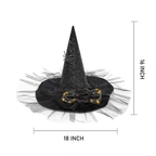 Women's LED Lighted Witch Hat Halloween Costume with Gauze Feathers