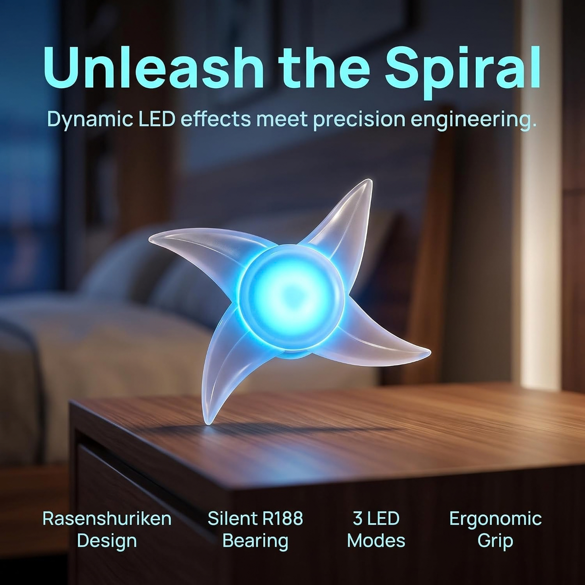 Shuriken Fidget Spinner Toy USB Rechargeable Finger Ring Cosplay Gift
