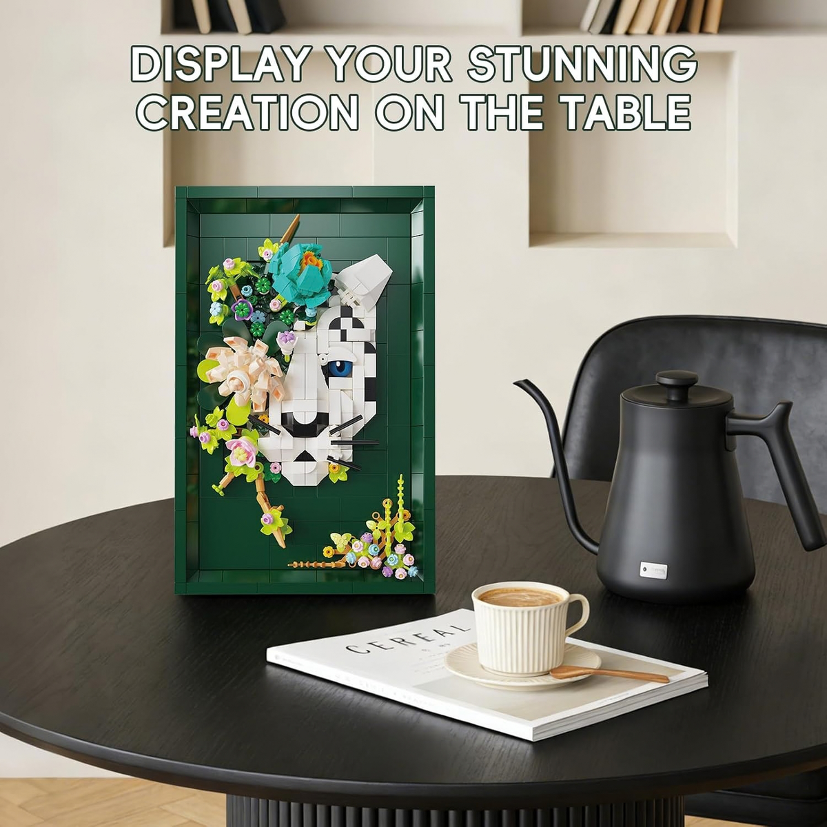 Leopard Flowers Photo Frame Building Blocks Set, 3D Wall Decor Puzzle Toy