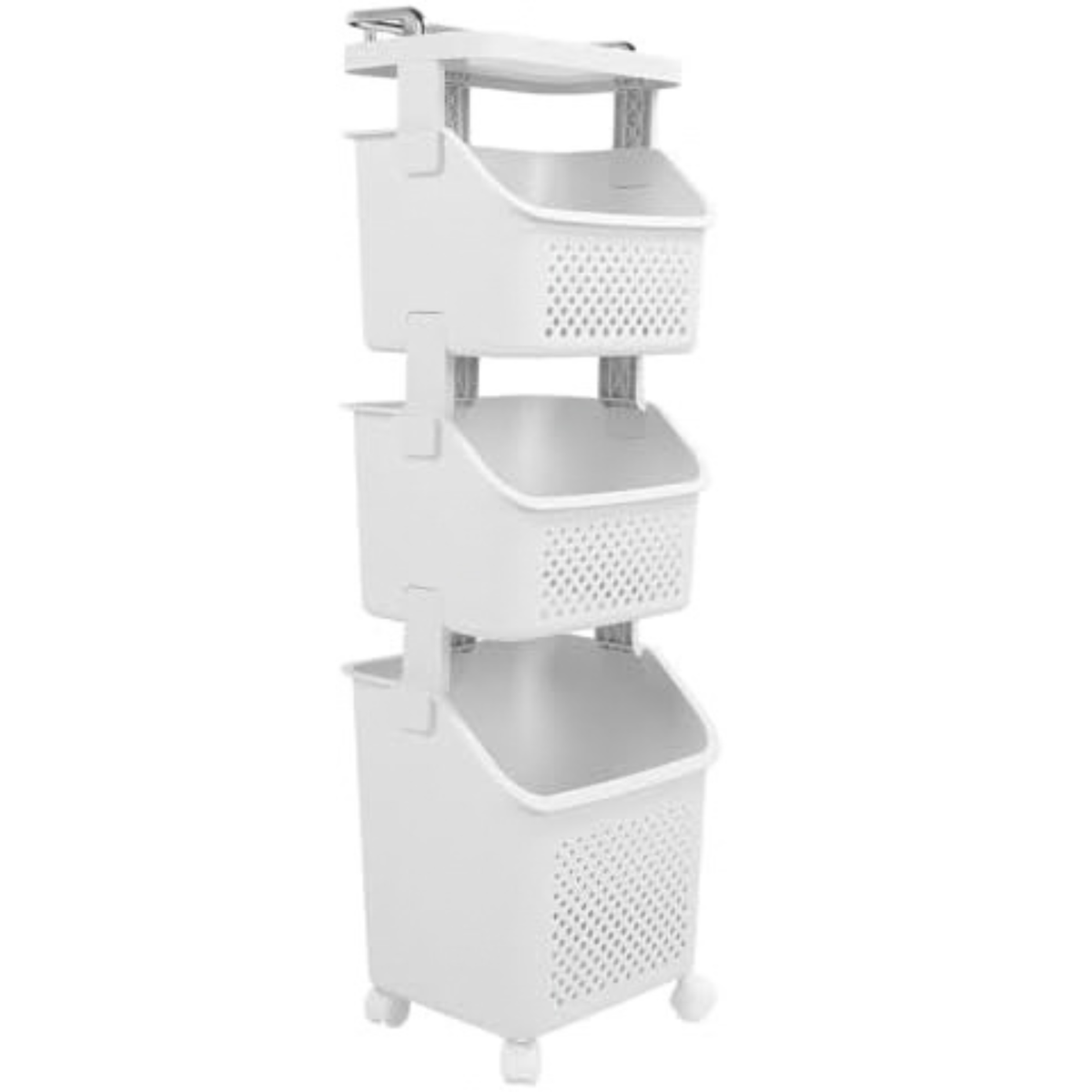 3 Tier Laundry Basket Organizer with Wheels, Tiered Laundry Basket Organizer, with Portable Storage Baskets, for Kitchen Bathroom Bedroom Laundry Room