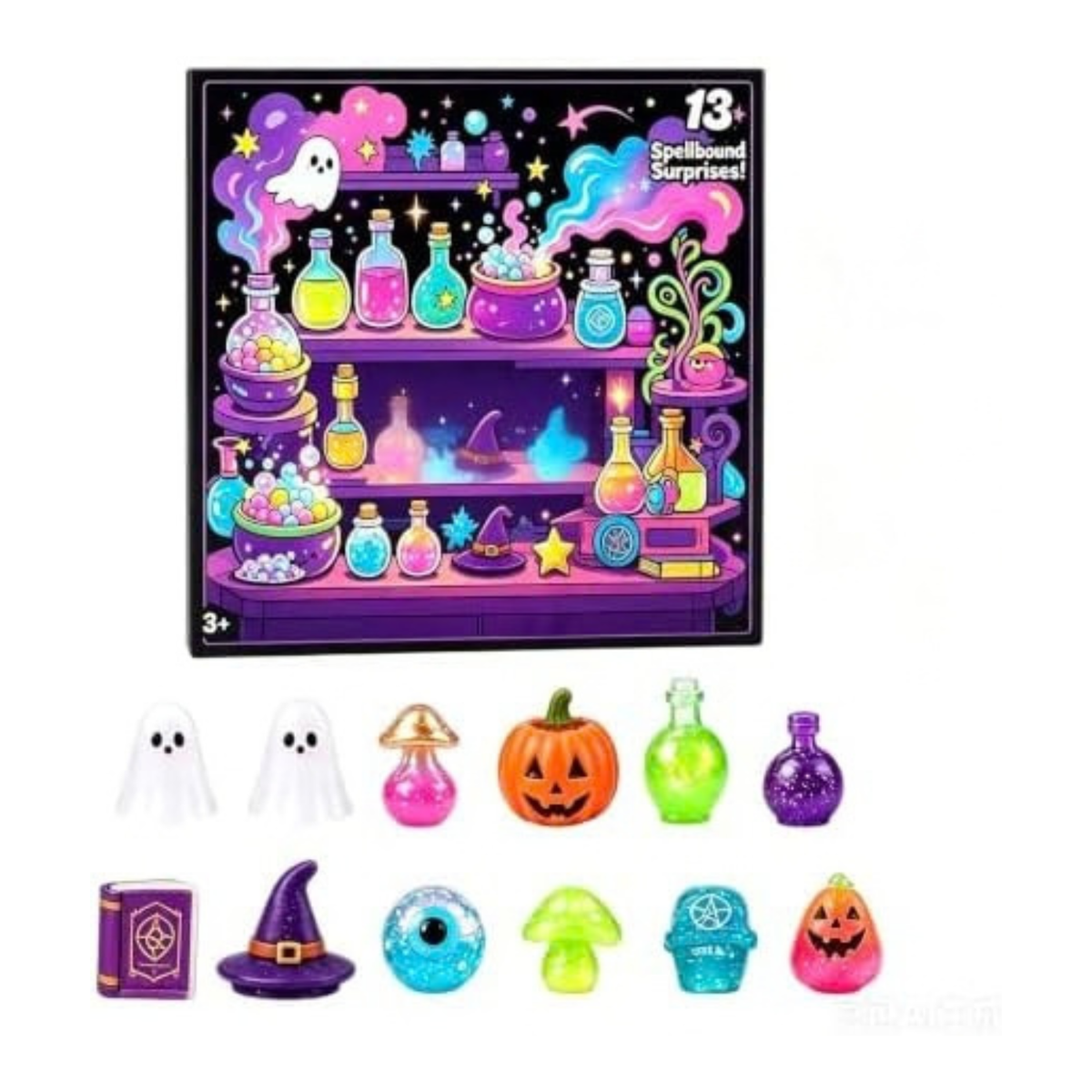 Fright Halloween Advent Calendar 13 Days, Spooky Squishy Slow Rise Stress Relief Toys Countdown Gift Box with Haunted House Theme, Horror Squishy Advent Calendar for Party Favors