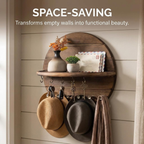 4PCS Key Holder Wall Mount Wood with Shelf and Hooks