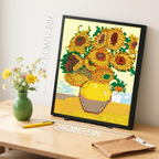 Sunflower Pixelated Brick Art Mini Blocks Wall Art Set for Adults