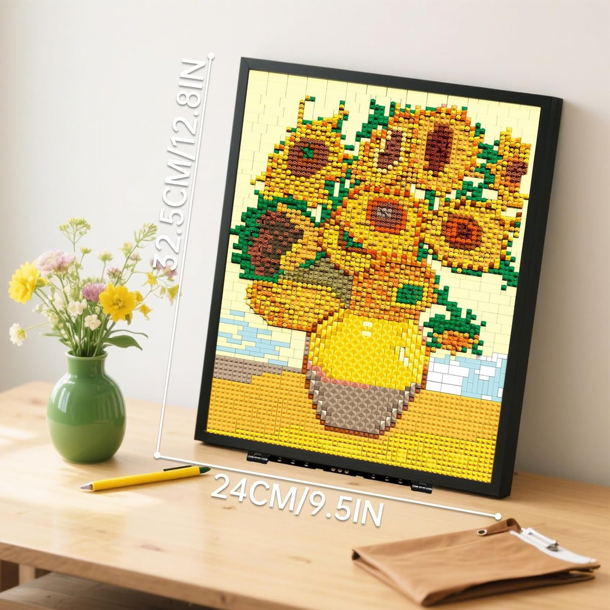 Sunflower Pixelated Brick Art Mini Blocks Wall Art Set for Adults