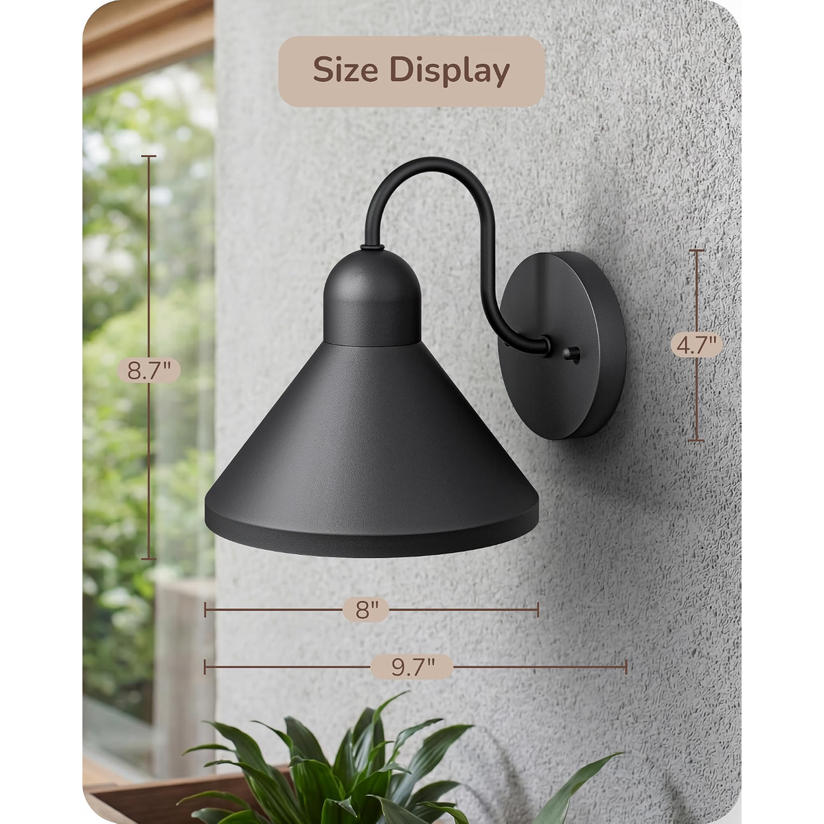 4-Pack Outdoor Gooseneck Barn Lights, Black Farmhouse Wall Sconces for Porch, Garage & Entryway