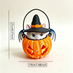 Halloween Cat Pumpkin Light, 3D Printed Witch Cat Tabletop Decor
