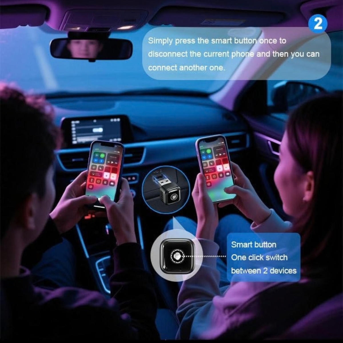2026 Upgraded Mini Wireless CarPlay Adapter with Auto Reconnect, 5.8GHz WiFi, USB-C/USB-A