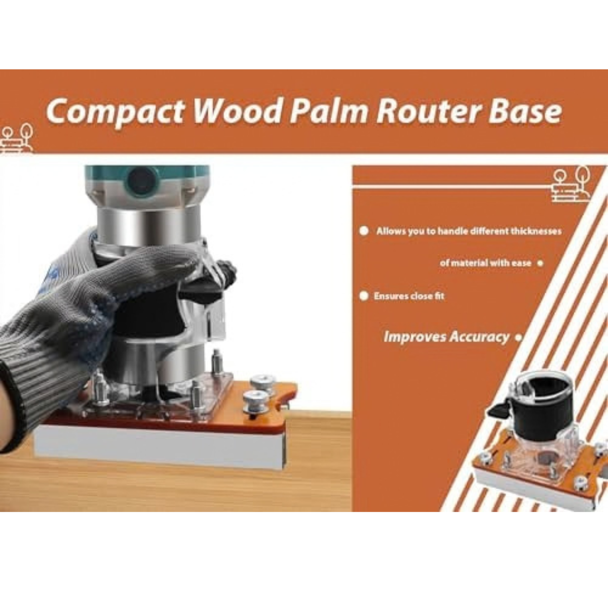 Wood Router Base, 2 in 1 Compact Wood Palm Router Base Router, Wood Router Tool, for Trimmers with an Inner Diameter of 65 mm