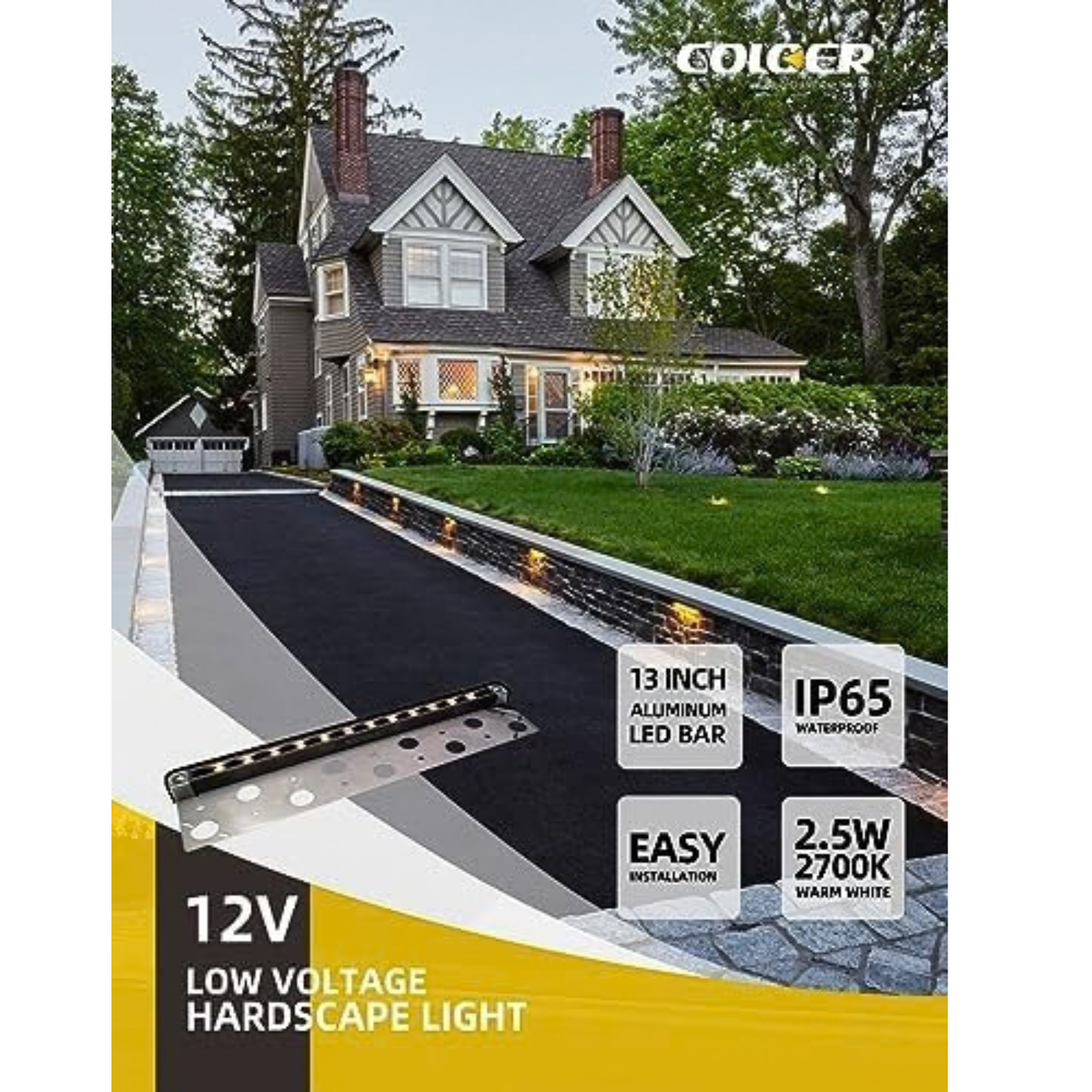 4-Pack 13 Inch LED Hardscape Lighting 2.5W 240LM 2700K Soft White