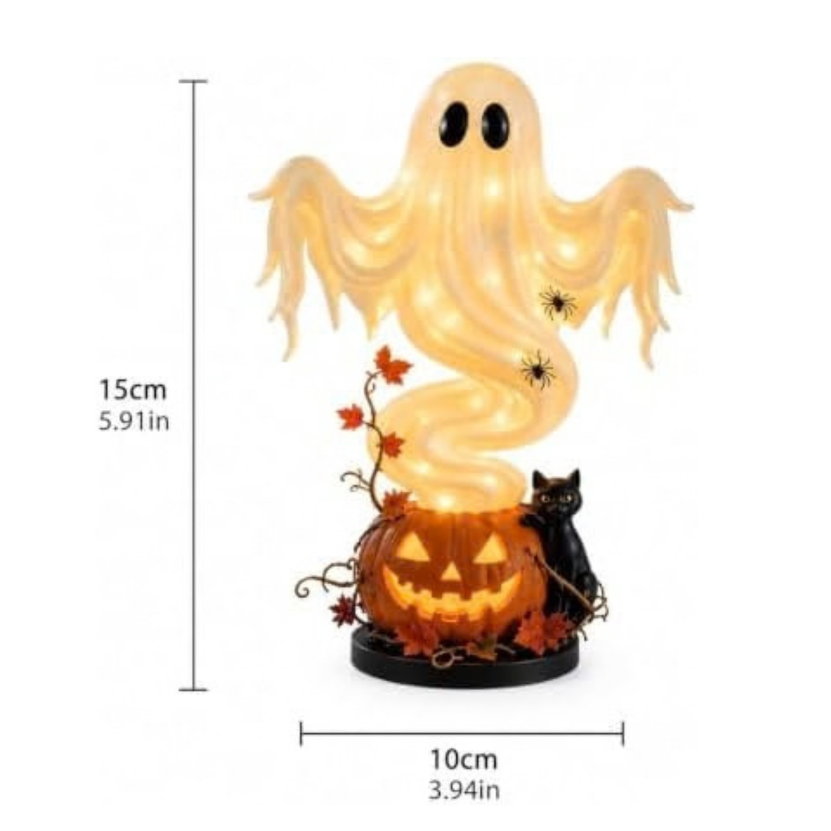 Swirling Ghost Figurine, Light-Up Ghost Pumpkin Halloween Tabletop Decor