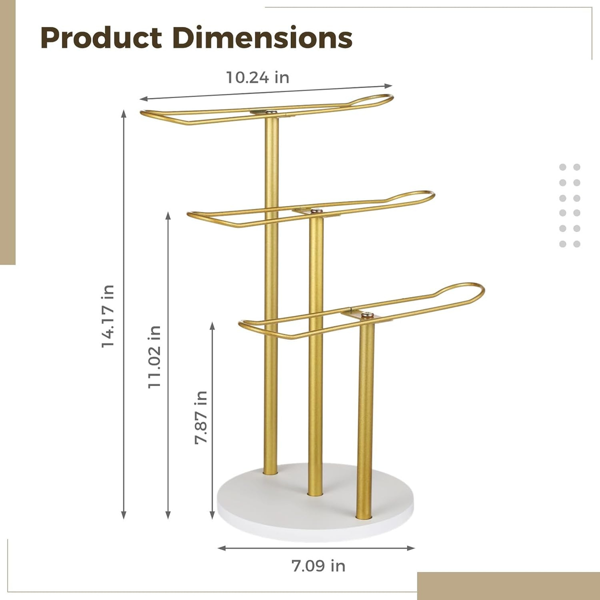 3-Tier Metal Headband Holder Organizer Display Stand for Hair Accessories and Bracelets