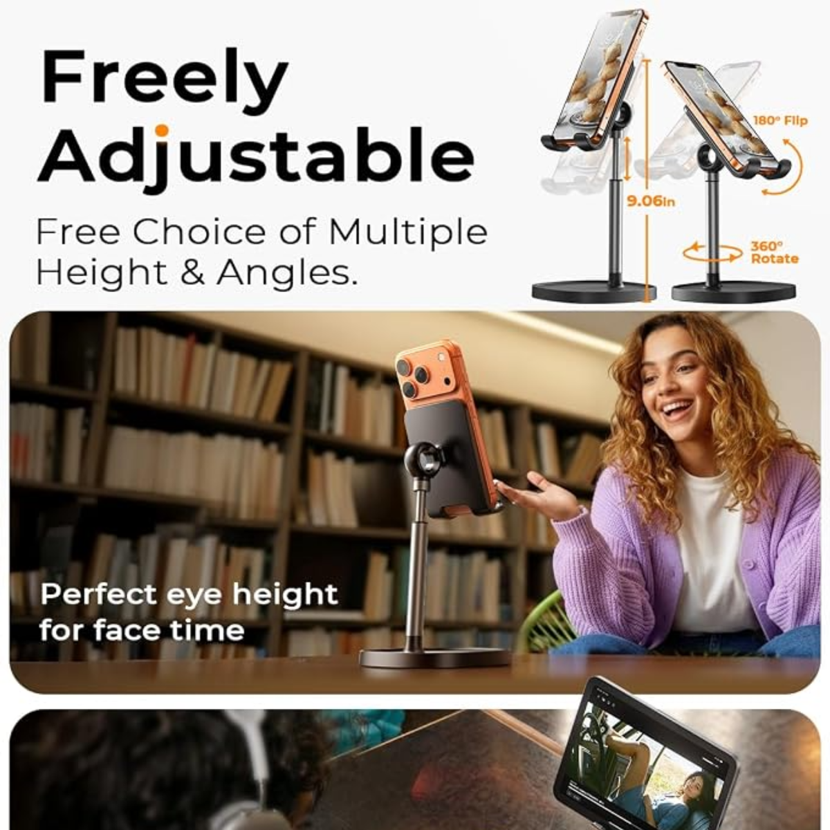 LISEN Cell Phone Stand Phone Holder for Desk, Office Decor Gadgets for Men