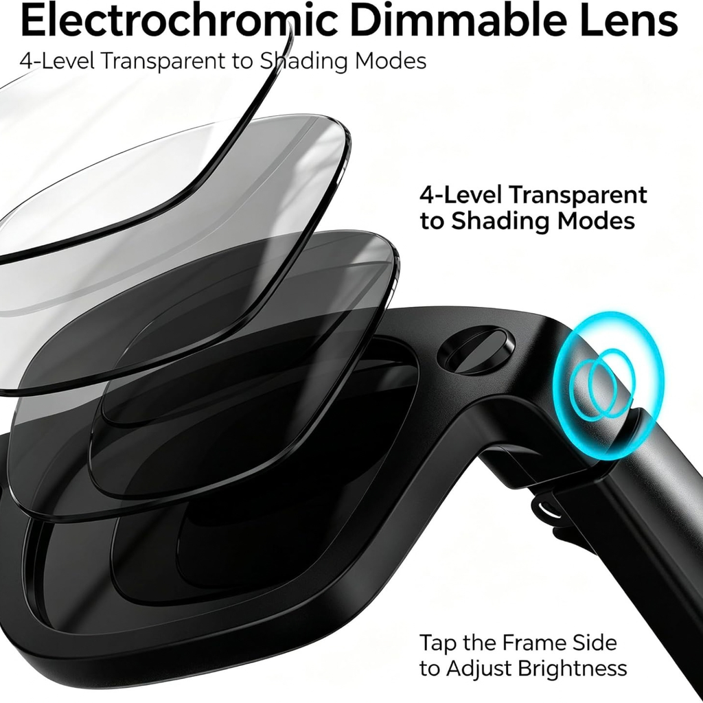 T200C Smart Glasses with Camera, 800W 1080P Video Recording, AI Stabilization