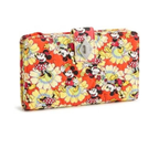 Vera Bradley Women's Disney Premium Cotton Turnlock Wallet – Credit Card, Cash & Coin Holder – Mickey & Minnie Petal Floral